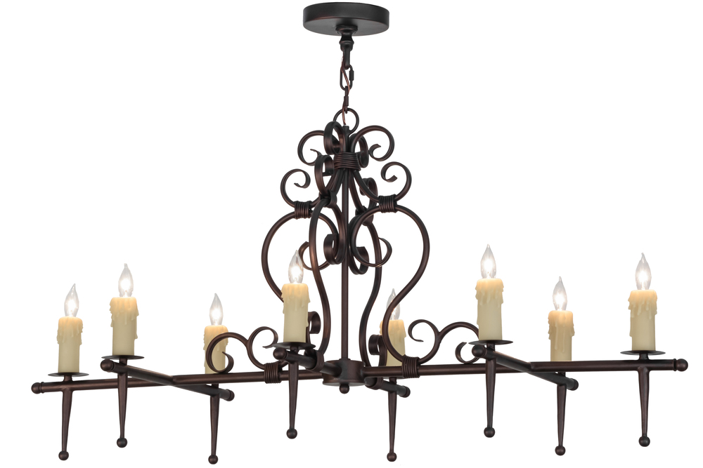 48"L Monica 8 LT Oblong Chandelier