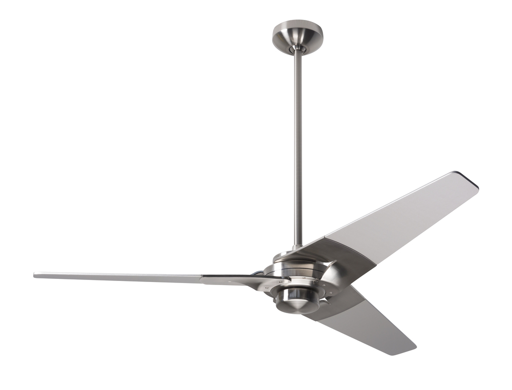 Torsion Fan; Bright Nickel Finish; 52" Black Blades; No Light; Fan Speed and Light Control (3-wi