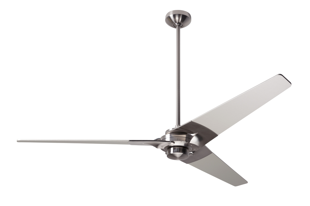 Torsion Fan; Bright Nickel Finish; 62" Black Blades; No Light; Fan Speed Control