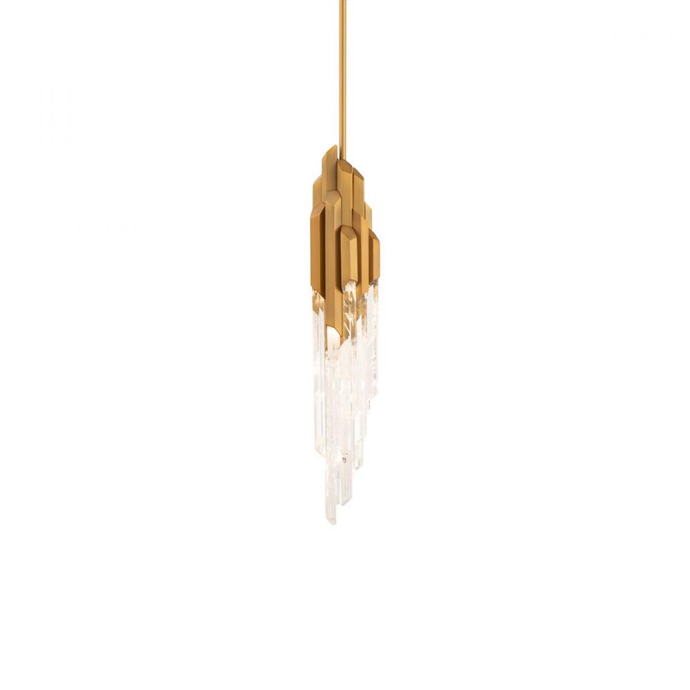 Organza 19in 120/277V LED Pendant in Black with Optic Haze Quartz