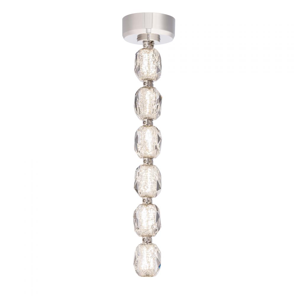 Seduction 6 Light LED 3000K/3500K/4000K 120V-277V Mini Pendant in Aged Brass with Clear Radiance C