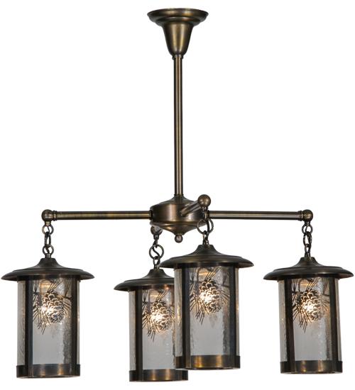 30"W Fulton Winter Pine 4 LT Chandelier