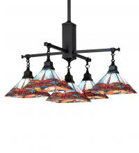 Meyda Blue 230380 - 36&#34; Square Prairie Dragonfly 5 Light Chandelier