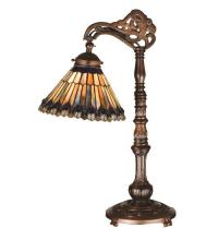 Meyda Blue 32738 - 19&#34;H Tiffany Jeweled Peacock Bridge Arm Desk Lamp