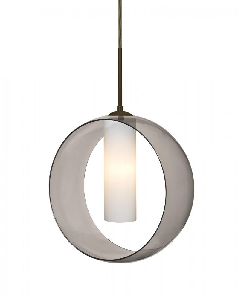 Besa, Plato Cord Pendant For Multiport Canopies, Smoke/Opal, Bronze Finish, 1x60W Med