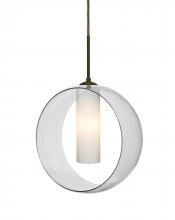 Besa Lighting 1JC-PLATOCL-BR - Besa, Plato Cord Pendant, Clear/Opal, Bronze Finish, 1x60W Medium Base