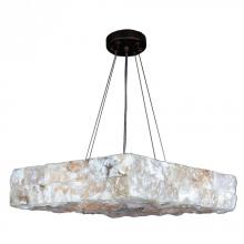 Worldwide Lighting Corp W83813F18 - Pompeii Collection 5 Light Flemish Brass Finish and Natural Quartz Square Pendant 18" L x 18"