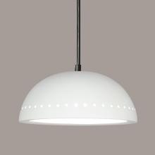 A-19 P306-WC-BCC-1LEDE26 - Gran Cyprus Pendant: White Crackle (Black Cord & Canopy)