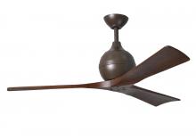 Matthews Fan Company IR3-TB-WA-52 - Irene-3 three-blade paddle fan in Textured Bronze finish with 52&#34; solid walnut tone blades.