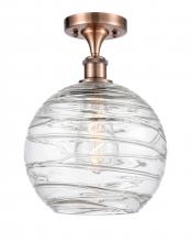 Innovations Lighting 516-1C-AC-G1213-10-LED - Athens Deco Swirl - 1 Light - 10 inch - Antique Copper - Semi-Flush Mount