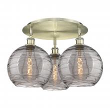 Innovations Lighting 516-3C-AB-G1213-10SM - Athens Deco Swirl - 3 Light - 22 inch - Antique Brass - Flush Mount