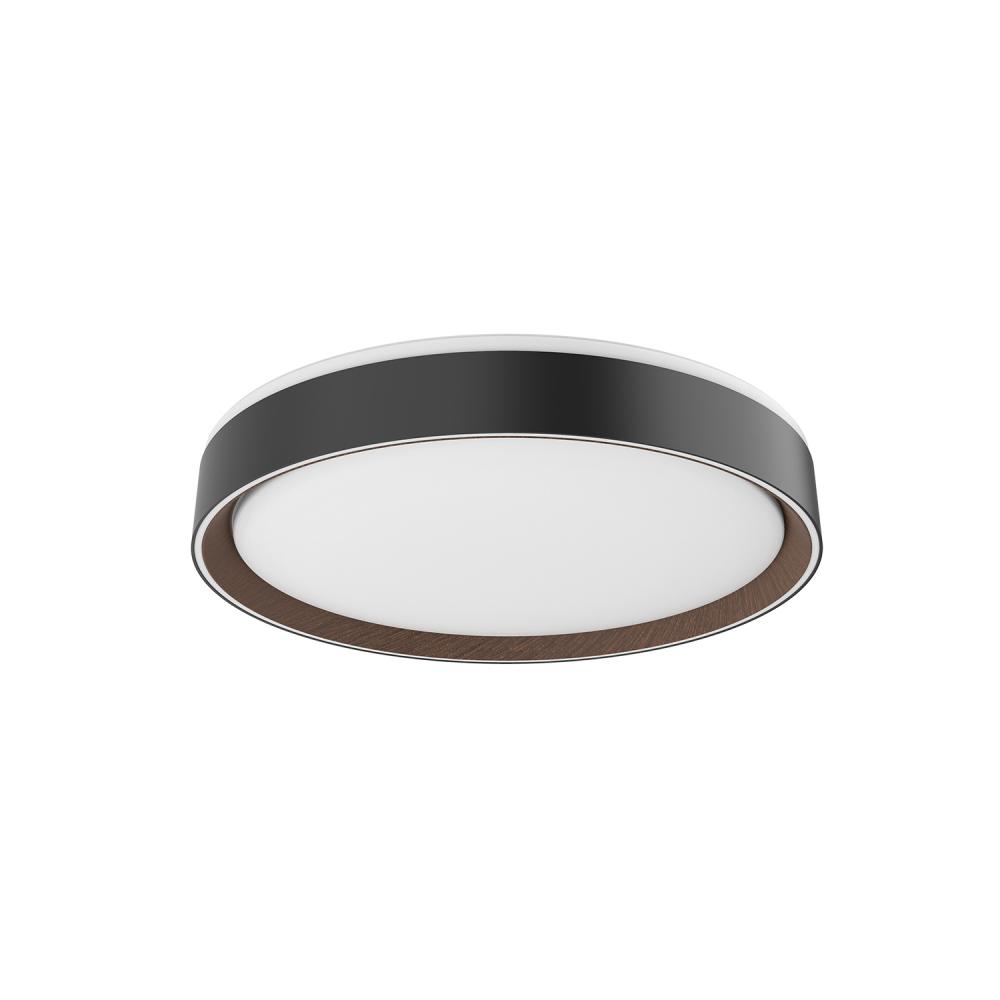 Essex 16-in Black/Walnut LED Flush Mount