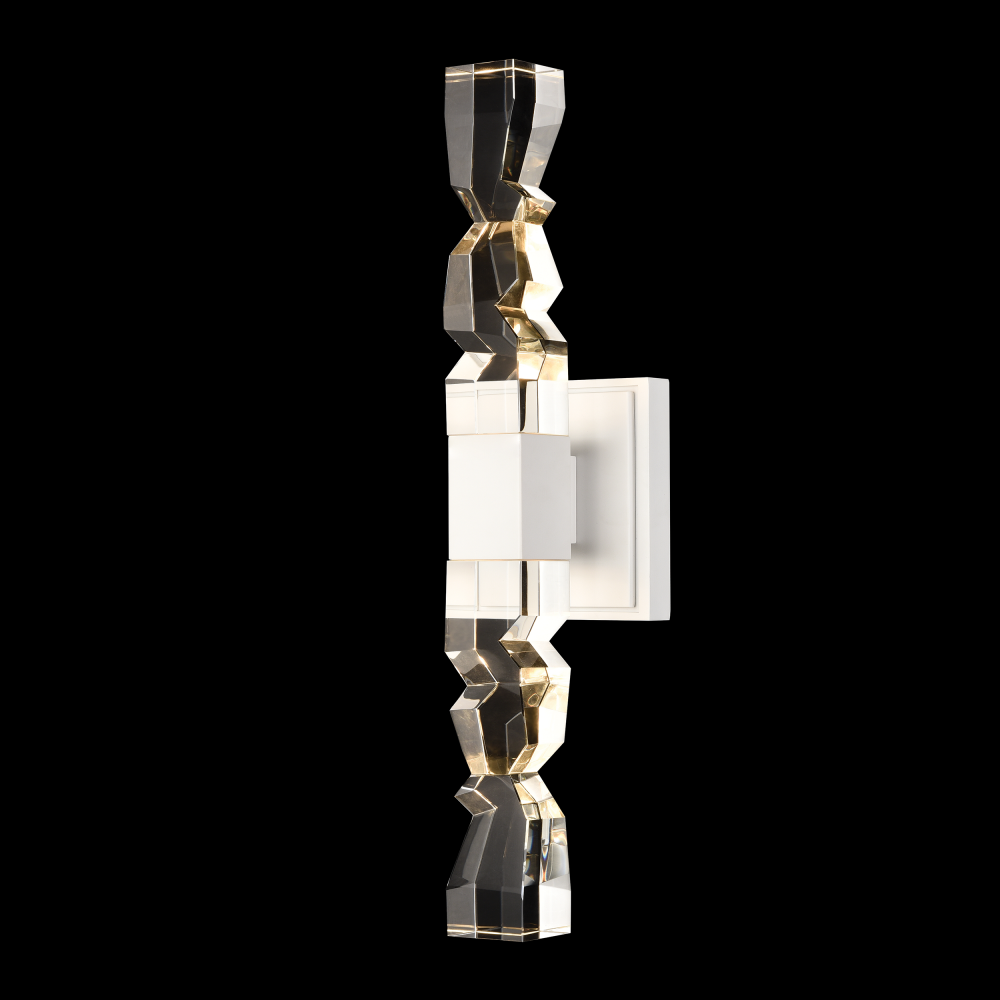 LED 3CCT 2-Light 3"x3" Carved Crystals Matte White Duo Wall Sconce