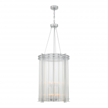 ZEEV Lighting CD10286-12-PN - 12-Light 24" Foyer Polished Nickel Fluted Glass Chandelier