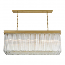 ZEEV Lighting CD10328-20-AGB - 20-Light 48&#34; Rectangular Aged Brass Inverted Tiered Crystal Chandelier