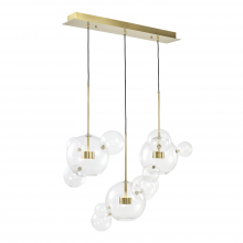 ZEEV Lighting CD10378-6-AGB - 6-Light LED 45&#34; Aged Brass Linear Glass Multi-Pendant