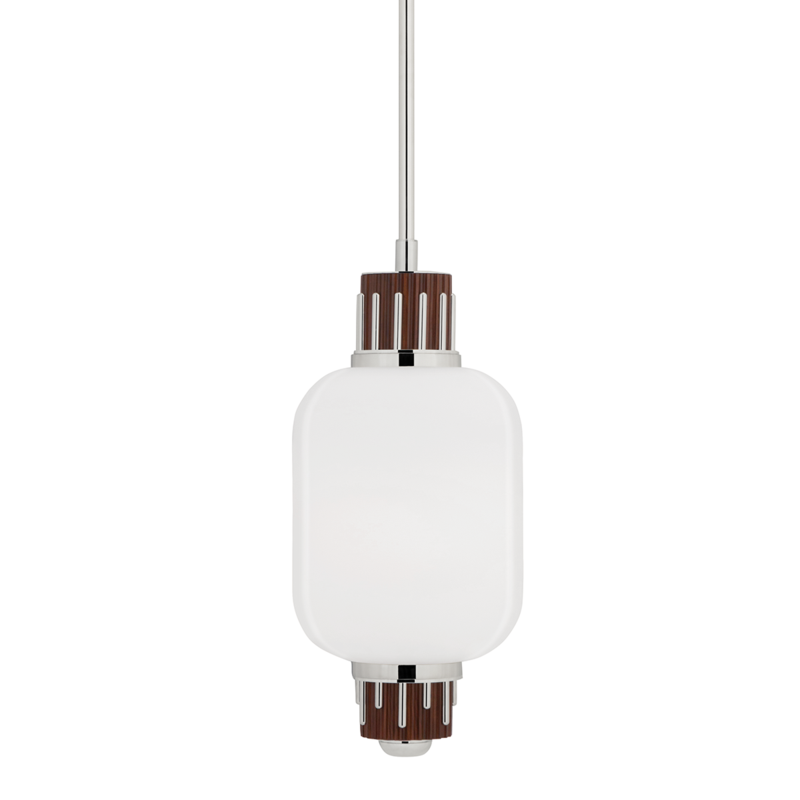 1 LIGHT PENDANT W/ LIGHT WALNUT ACCENT