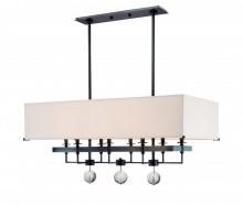 Hudson Valley 5648-PN - 8 LIGHT ISLAND WITH BLACK TRIM ON SHADE