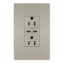 Legrand Radiant R26USBCC6NICCV4 - radiant? 15A Tamper-Resistant Ultra-Fast USB Type C/C Outlet, Nickel