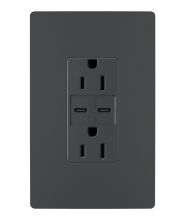 Legrand Radiant R26USBCC6G - radiant? 15A Tamper-Resistant Ultra-Fast USB Type C/C Outlet, Graphite