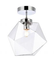 Elegant LD2346C - Lawrence 1 Light Chrome and Clear Glass Flush Mount