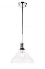 Elegant LD6220C - Gil 1 Light Chrome and Clear Seeded Glass Pendant