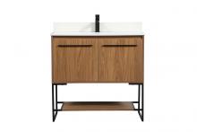 Elegant VF42536WB-BS - 36 Inch Single Bathroom Vanity in Walnut Brown with Backsplash