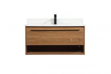 Elegant VF43540WB-BS - 40 Inch Single Bathroom Vanity in Walnut Brown with Backsplash