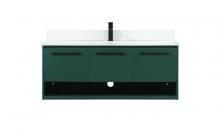 Elegant VF43548MGN-BS - 48 Inch Single Bathroom Vanity in Green with Backsplash