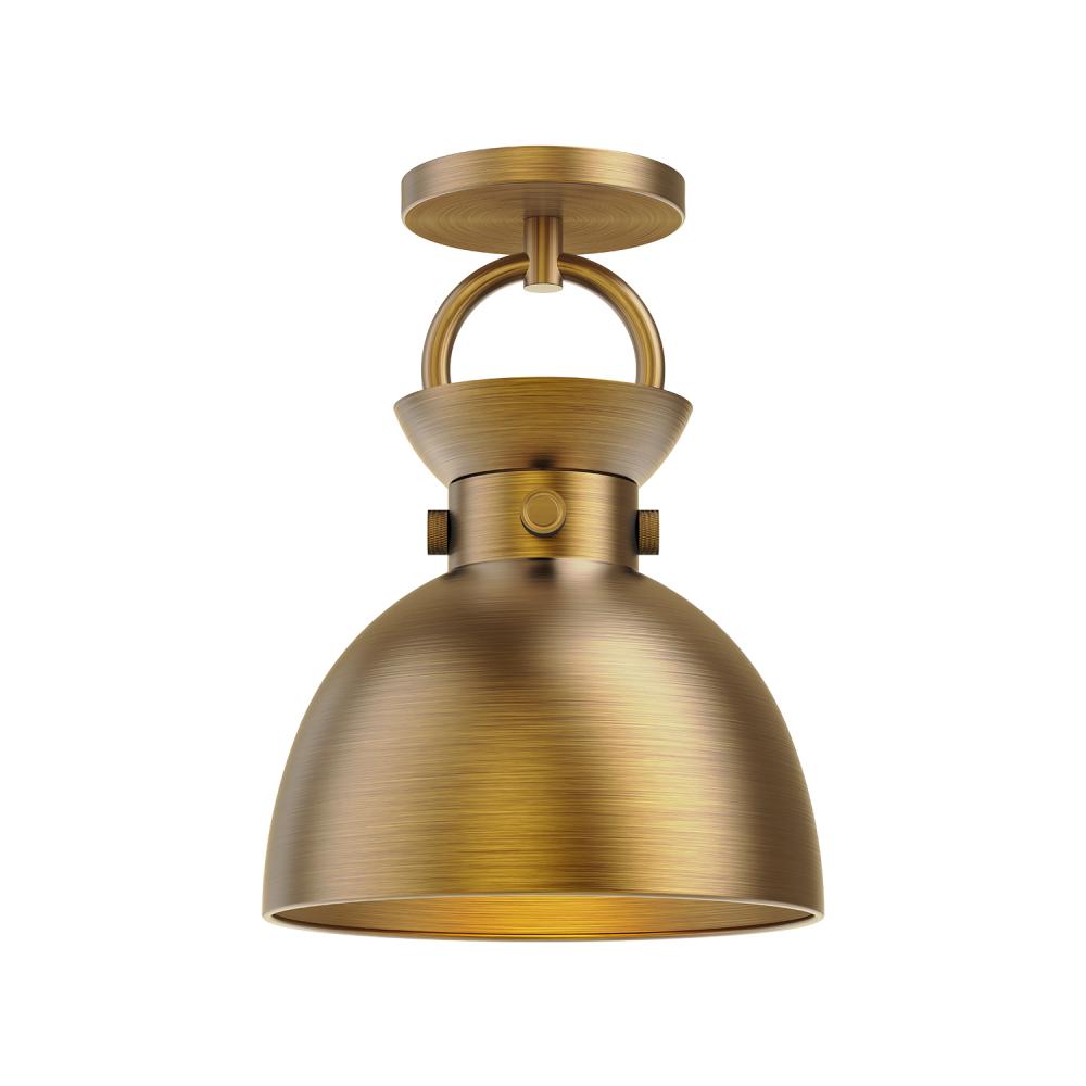 Waldo 9-in Aged Gold 1 Light Semi Flush Mount