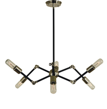 Framburg 4686 AB/MBLACK - 6-Light Antique Brass/Matte Black Felix Chandelier